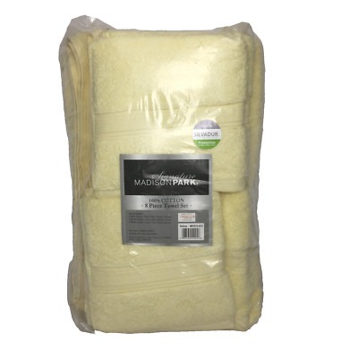 Signature Madison Park Yellow 8 Piece Towel Set 100% Cotton NEW-image