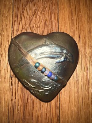J Davis Studio Treasure Series Raku Pottery Heart Rattle Dolphin Ceremonial-image