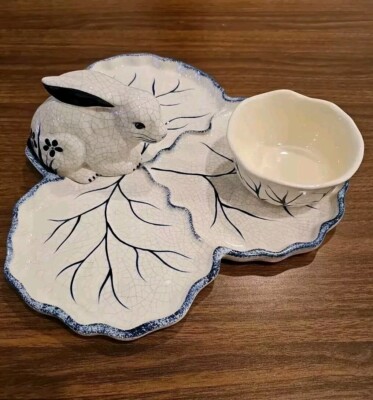 Dedham Rabbit/Bunny 2 Piece Chip and Dip Set Easter-image