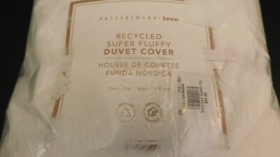 NEW Pottery Barn Teen Recycled Super Fluffy TWIN Duvet Cover WHITE-image