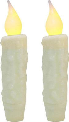 Real Wax Hand Dipped Battery Operated LED Timer Taper Candles Country Primitive -image