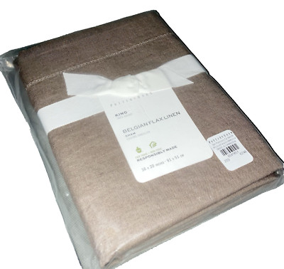 Pottery Barn KING Pillow Sham 36x20” Mocha Brown Belgian Flax Linen NEW-image