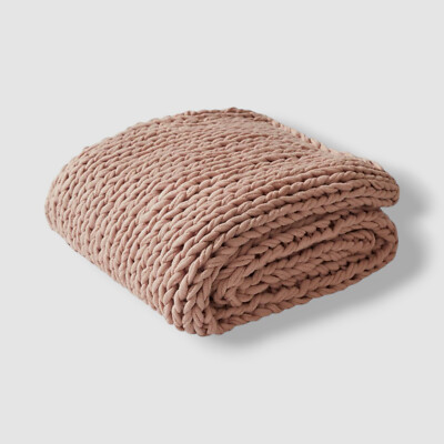 Madison Park Pink Blush Chunky-Knit Handmade Throw Blanket, 50