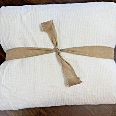 POTTERY BARN EUROPEAN FLAX LINEN WAFFLE DUVET COVER, KING/CAL KING ~ WHITE-image