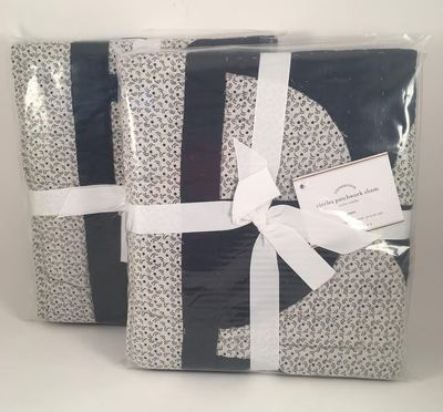 Pottery Barn Set 2 Navy Circle Patchwork Euro Shams Blue White 26