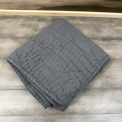 Pottery Barn Belgian Flax Linen Handcrafted King Pillow Sham Charcoal Washed-image