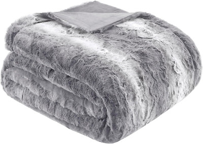 Madison Park Zuri Soft Plush Luxury Oversized Faux Fur Throw Animal Stripes Desi-image