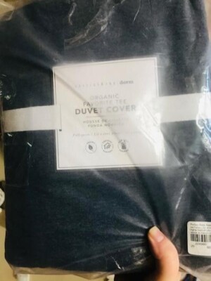 Pottery Barn Favorite Teen Duvet Cover Navy Blue Queen Organic Dorm Room New🦩-image