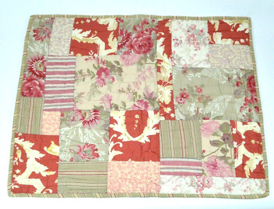 Pottery Barn Vtg Floral Stripe Patchwork Standard Pillow Sham Beige Tan Red Pink-image