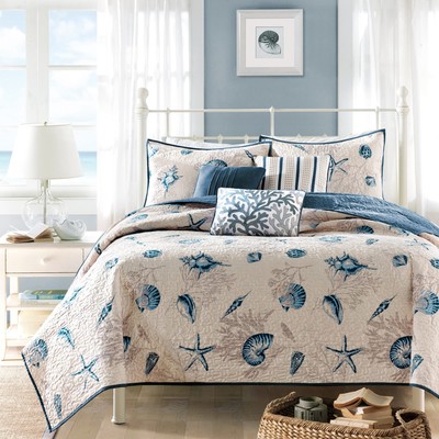 Quilt Set Cottage Coastal Design, Starfish Print - All Season, Coverlet Bedsp...-image