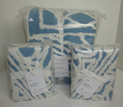 Pottery Barn Isabelle Candlewick King Duvet Cover + Shams Set Chambray Blue-image