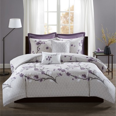 Madison Park Holly 7-Pc. King/California King Duvet Cover Set Purple - NWT $225-image