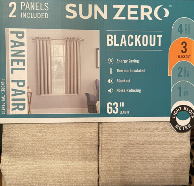 Sun Zero Panel Thermal Insulated Room Darkening Rod Pocket Beige 2-40x63 Curtain-image