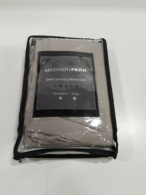 Madison Park Pillowcases - Cotton Linen Blend Standard Taupe-image