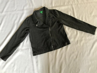 Dip Girls Jacket Size L 12-14, Charcoal Gray, Asymmetrical Zip Front-image