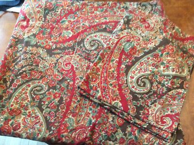 Pottery Barn Carrie Duvet Cover Red Brown Queen 2 Standard Shams Paisley Rare-image
