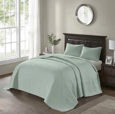 (S6)Madison Park 2 Pc Quebec Twin Reversable Bedspread Set Twin Blanket Sham Set-image