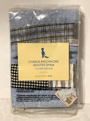 Pottery Barn Kids Charlie Patchwork Quilted small Pillow Sham EMBROIDERED 