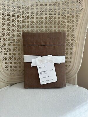 Pottery Barn Belgian Flax Linen STANDARD Shams (2) Toffee NWT OB Read!-image