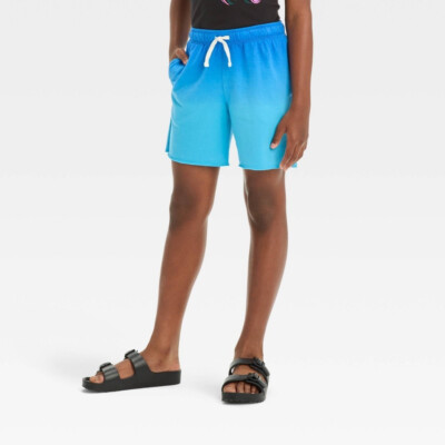 Cat & Jack Kids' Dip Dye Pull On French Terry Shorts Blue XL NWT-image