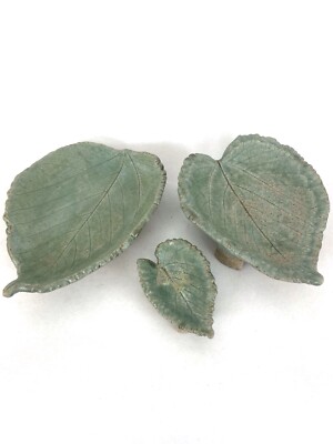 Set of 3 Leaf Shaped Spoon-rests Ceramic Studio Crafted-image