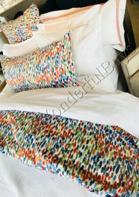 Pottery Barn Annabel Duvet Cover Set King 2 Euro Shams Watercolor Dot Annabell-image