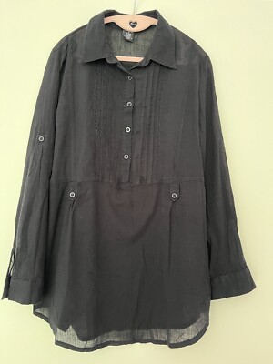 Women’s Dip  Black 100% Cotton Shirt Breathable Long Sleeve L-image