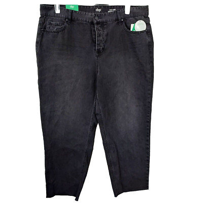 DIP Ankle Jeans Womens 18W High Rise Straight Leg Cut Off Black  Button Fly NWT-image