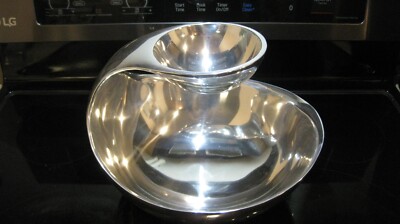 2010 Nambe MT0253 Large Scoop Server Chip Dip Bowl Wei Young-image