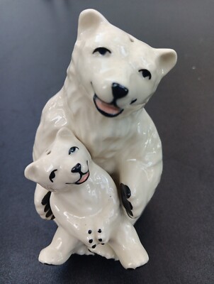Christmas Polar Bear Salt & Pepper Shakers by Ceramic Arts Studio Madison, Wi-image