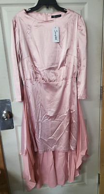 Dress SIMPLEE size XL Peach Color Dip Hem High-Low Wrap sh 16