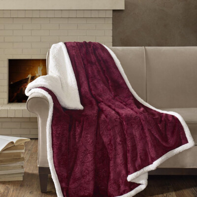 Madison Park Elma Embossed Plush Throw | 60