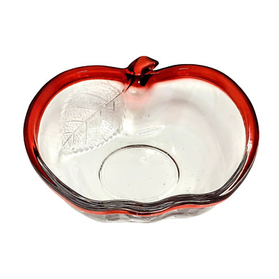 Studio Nova Glass Apple Shaped Bowl with Ruby Red Rim 9