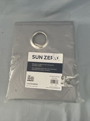 Sun Zero Sailor 108-Inch Grommet Indoor/Outdoor Window Curtain Panel, Gray-image