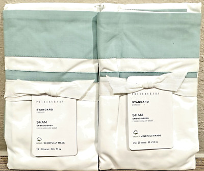 Pottery Barn Organic Percale Parker Standard Sham Sea Glass NWT-image