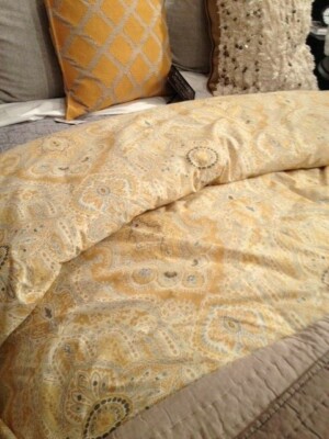 Pottery Barn Viola Paisley Duvet Cover Set Yellow Queen 2 Standard Shams Rare🦩-image