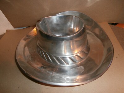 TOWLE Aluminum / Armetale Type Metal  Large Cowboy Hat Chip Dip Serving Bowl-image