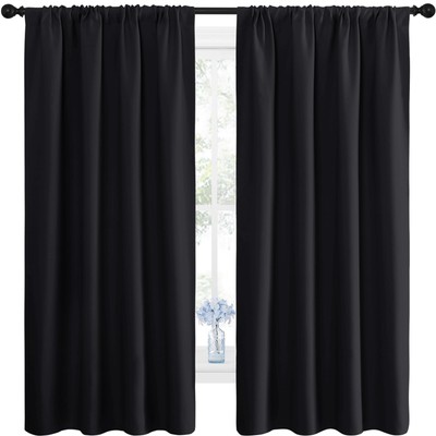 Halloween Black Blackout Curtain Blinds - Solid Thermal Insulated Window Trea...-image