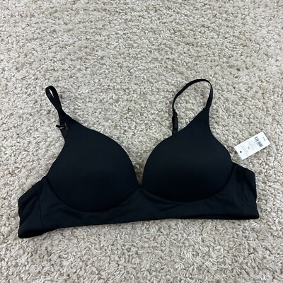 Dip Womens Size XL Molded Padded Bralette Bra Solid Black -image