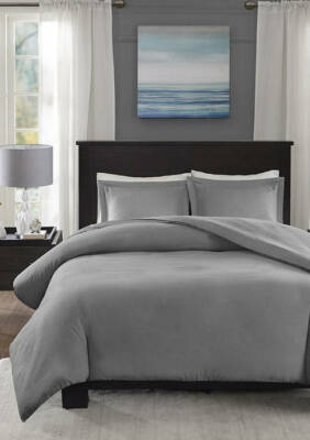 NEW Madison Park Essentials Gray Bradley Duvet Cover Set Full/Queen Size -image