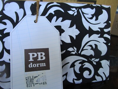2 Pottery Barn Teen Damask black white standard pillowcases New w tag-image