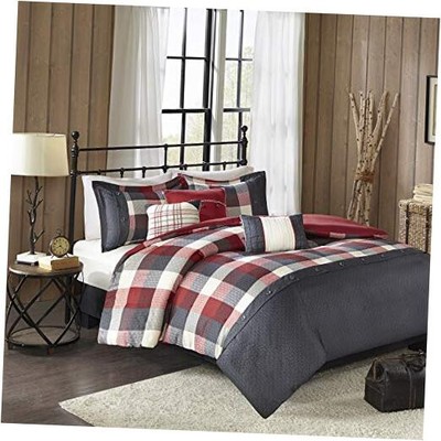  Ridge Comforter Set - Cabin Lodge Plaid Herringbone Design, All Season Down -image