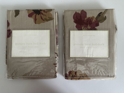 (2) Pottery Barn Bed & Bath ~ HAZEL Floral Sham Brown Maroon Olive-image
