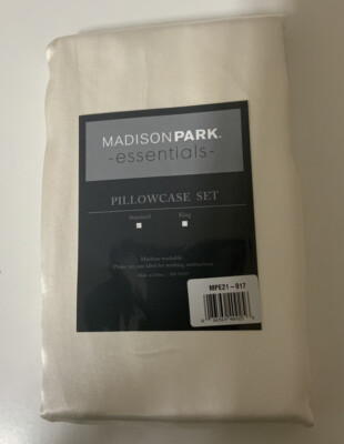 🧷 Madison Park Essentials Polyester Solid Satin Pillow Cases Ivory 2pc-image