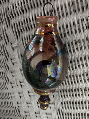 Hand Painted Ceramic Studio Art Teardrop Hanging Ornament or Decoration-image