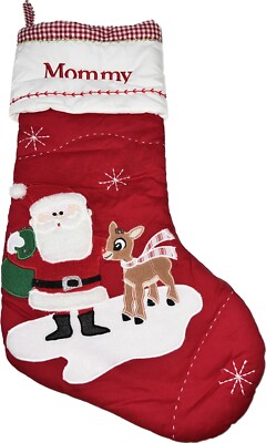 Pottery Barn Kids Christmas Stocking Santa & Rudolph THE RNR  Lisenced MOMMY-image