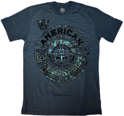 American Fighter Men's T-Shirt Blue Dip Dye Puff Print Freemont Tee-image