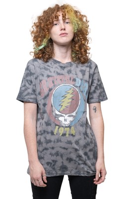 Grateful Dead T Shirt 1974 Band Logo new Official Unisex Dip Dye Grey-image