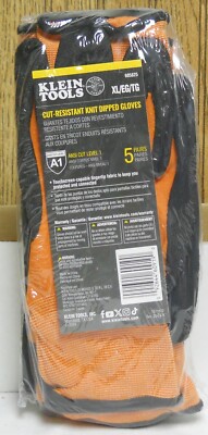Klein Tools 605825 Cut-Resistant Knit Dipped Gloves XL/EG/TG Pack of 5 Pairs-image