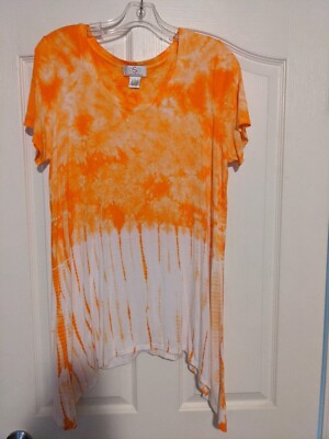 NEW - OSO Casuals® Knit Dip-Dye Short Sleeve Top Size L-image